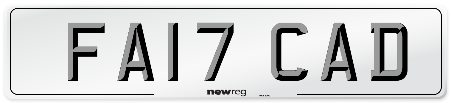 FA17 CAD Number Plate from New Reg